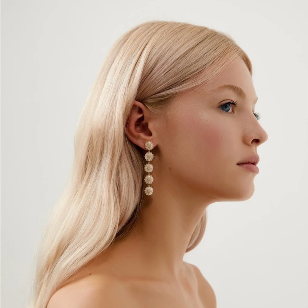 Gold drop crystal bridal earrings, brand new.